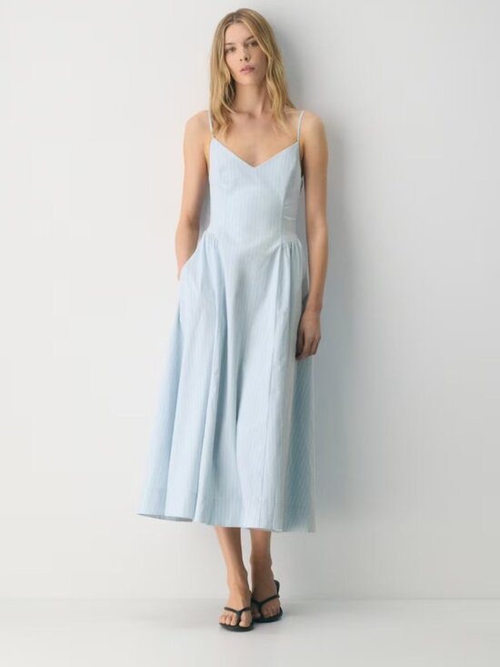 Aritzia Dresses & Skirts - NWT Aritzia TECHNIQUE Poplin Dress Dew Blue & White 8